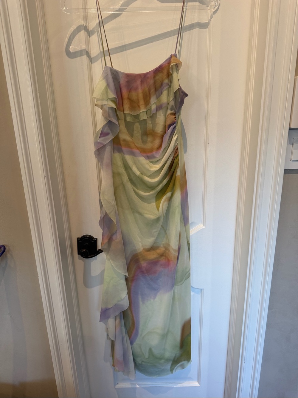 Zara Pastel Watercolor Ruffle Maxi Dress
